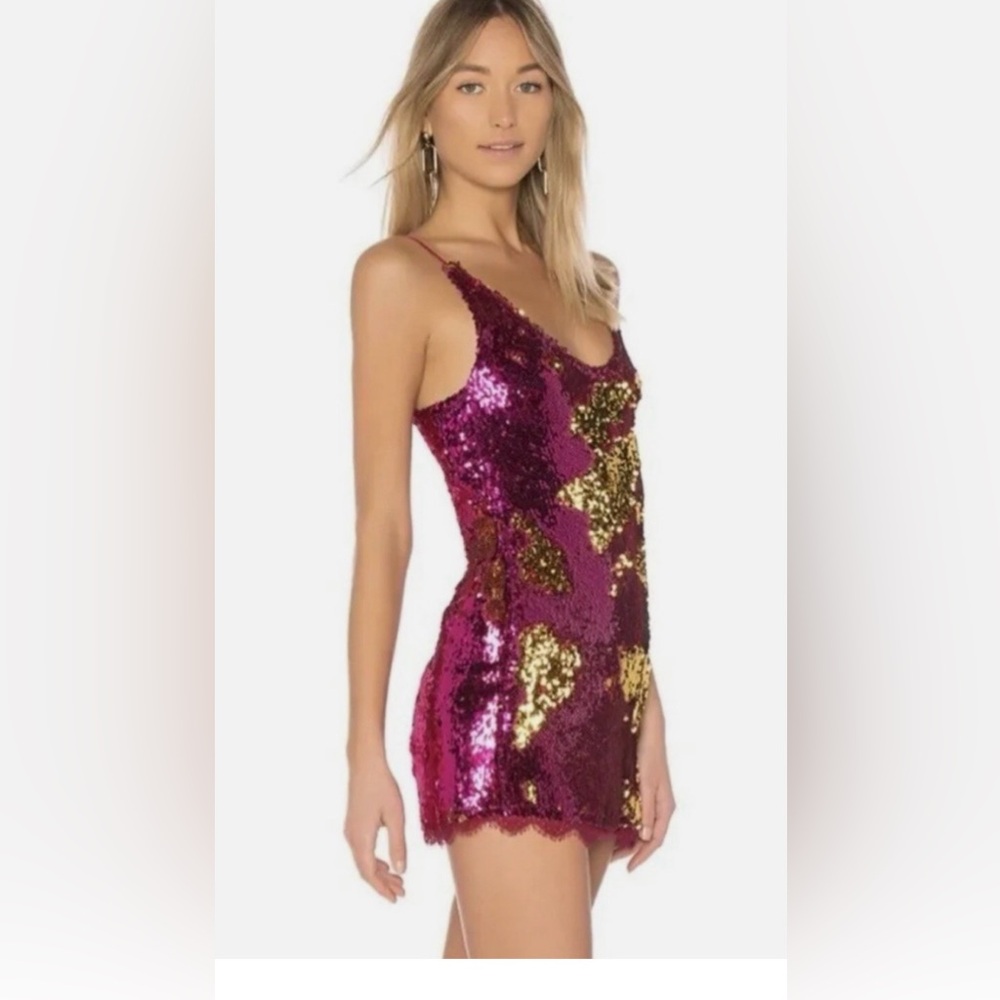 Free People Womens Dress Pink and Gold  Reversible Sequin Mini Dress